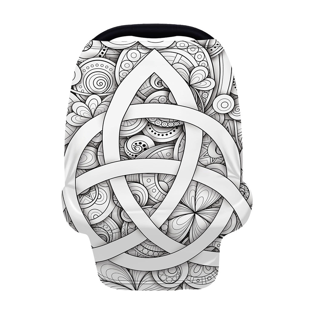 White Celtic Trinity Knot Symbol Print Baby Seat Cover