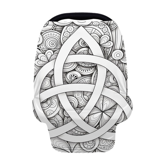 White Celtic Trinity Knot Symbol Print Baby Seat Cover