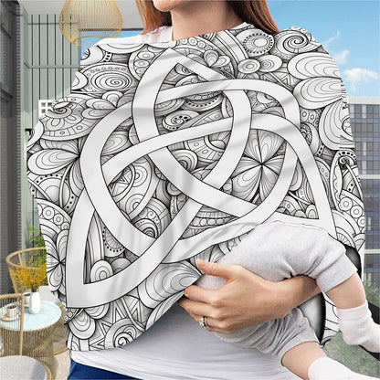 White Celtic Trinity Knot Symbol Print Baby Seat Cover