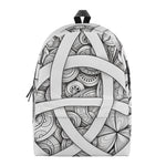 White Celtic Trinity Knot Symbol Print Backpack