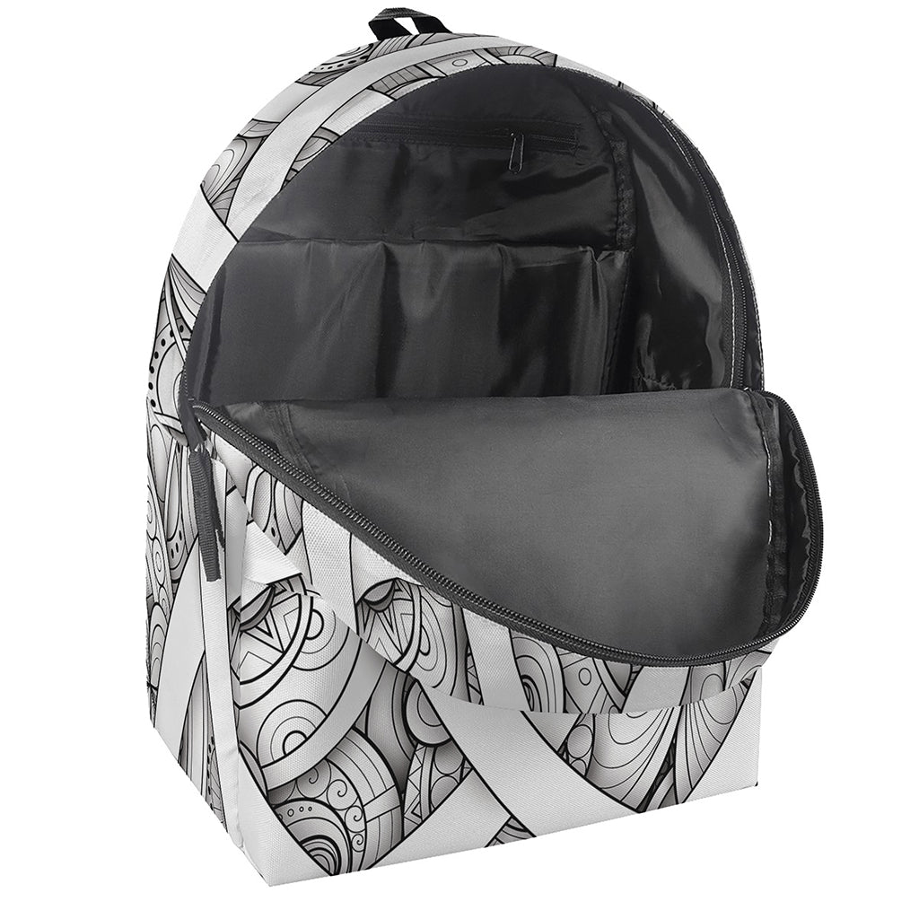 White Celtic Trinity Knot Symbol Print Backpack