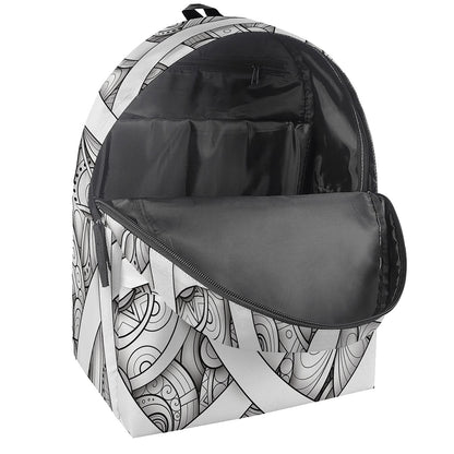 White Celtic Trinity Knot Symbol Print Backpack