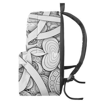 White Celtic Trinity Knot Symbol Print Backpack