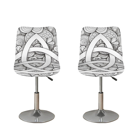 White Celtic Trinity Knot Symbol Print Bar Stool Covers