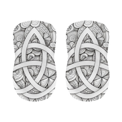 White Celtic Trinity Knot Symbol Print Bar Stool Covers