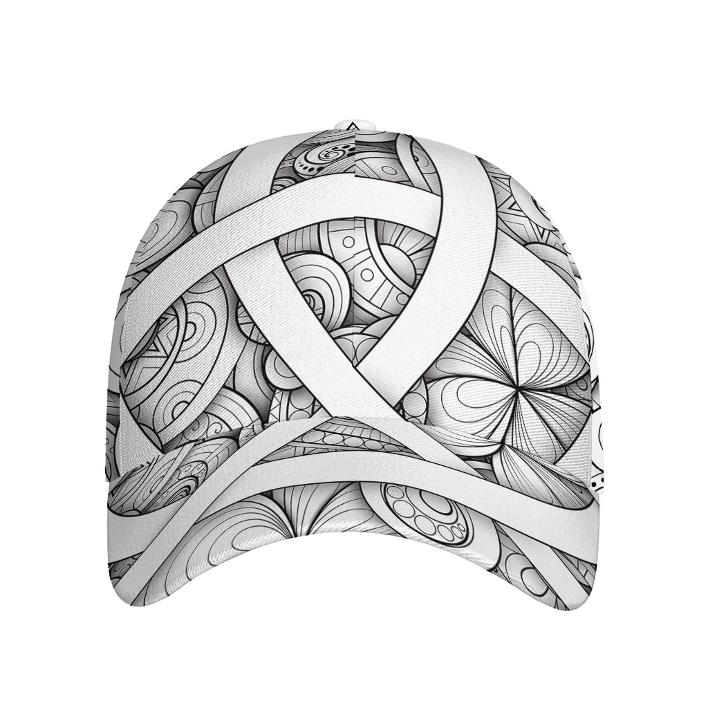 White Celtic Trinity Knot Symbol Print Baseball Cap