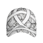 White Celtic Trinity Knot Symbol Print Baseball Cap