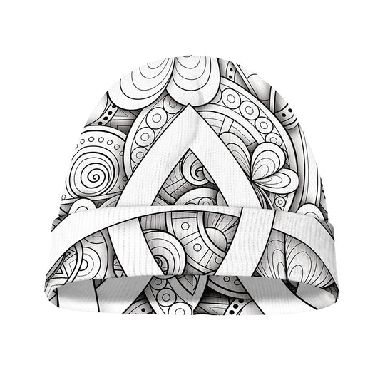 White Celtic Trinity Knot Symbol Print Beanie
