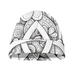 White Celtic Trinity Knot Symbol Print Beanie