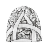 White Celtic Trinity Knot Symbol Print Beanie
