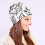 White Celtic Trinity Knot Symbol Print Beanie