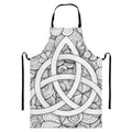 White Celtic Trinity Knot Symbol Print Bib Apron With Pocket