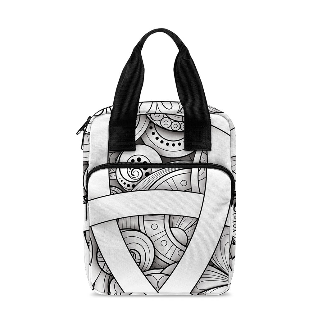 White Celtic Trinity Knot Symbol Print Bible Tote Bag