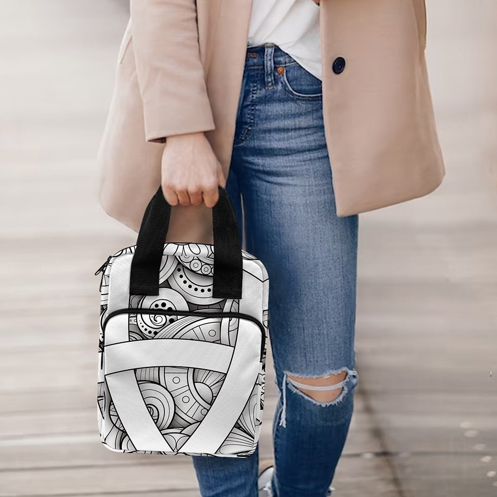 White Celtic Trinity Knot Symbol Print Bible Tote Bag