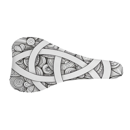 White Celtic Trinity Knot Symbol Print Bicycle Seat Cover