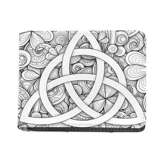 White Celtic Trinity Knot Symbol Print Bifold Wallet