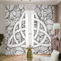 White Celtic Trinity Knot Symbol Print Dimout Pencil Pleat Curtains