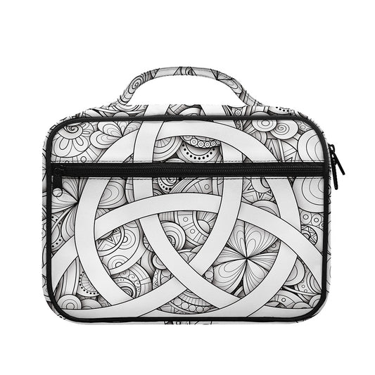 White Celtic Trinity Knot Symbol Print Briefcase Bible Bag