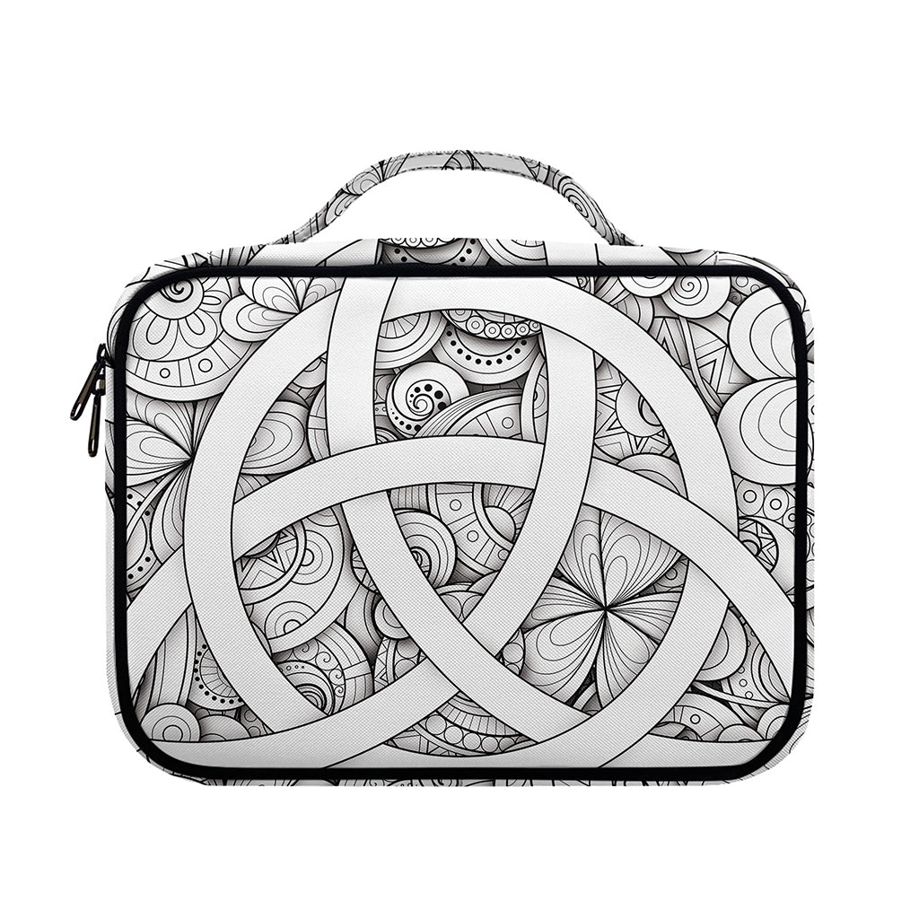 White Celtic Trinity Knot Symbol Print Briefcase Bible Bag