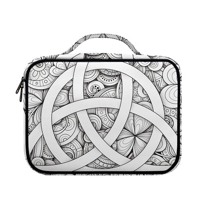 White Celtic Trinity Knot Symbol Print Briefcase Bible Bag