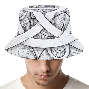 White Celtic Trinity Knot Symbol Print Bucket Hat