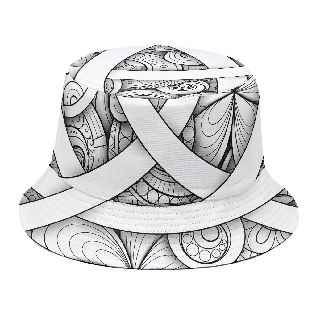 White Celtic Trinity Knot Symbol Print Bucket Hat