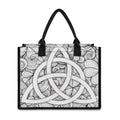 White Celtic Trinity Knot Symbol Print Canvas Tote Bag