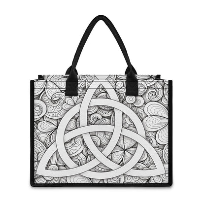 White Celtic Trinity Knot Symbol Print Canvas Tote Bag