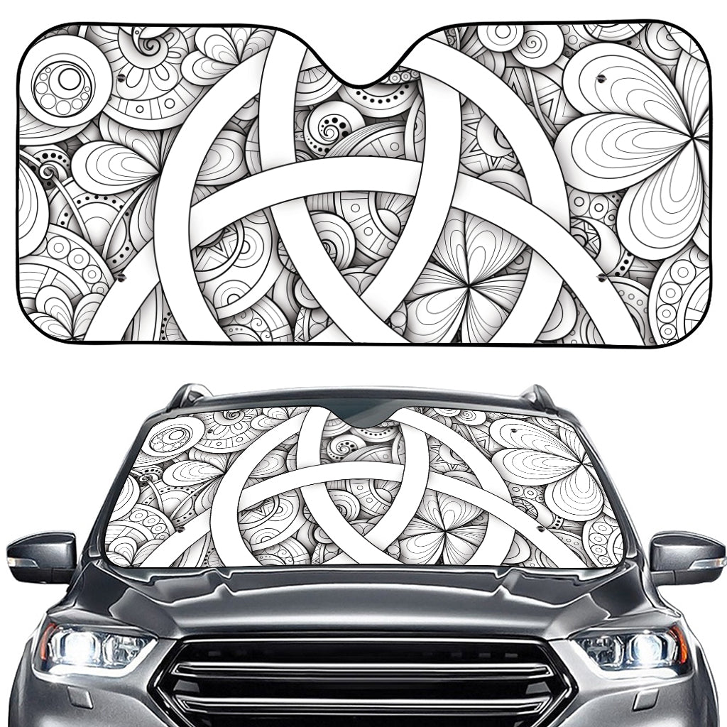 White Celtic Trinity Knot Symbol Print Car Windshield Sun Shade