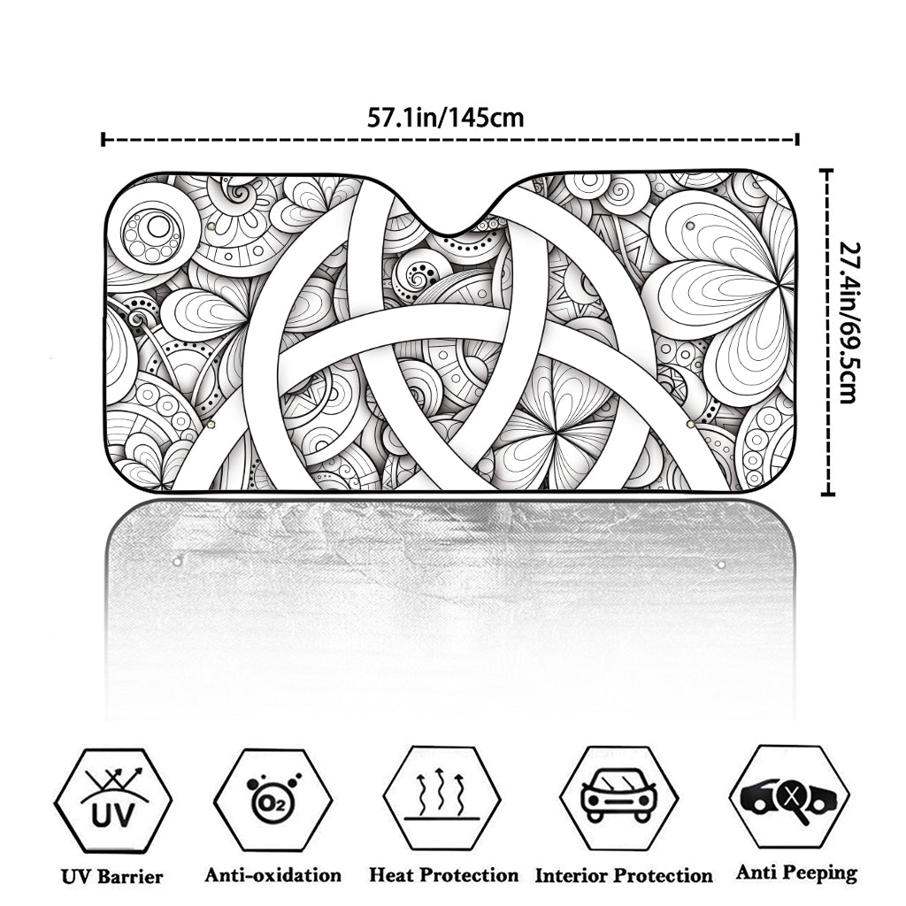 White Celtic Trinity Knot Symbol Print Car Windshield Sun Shade