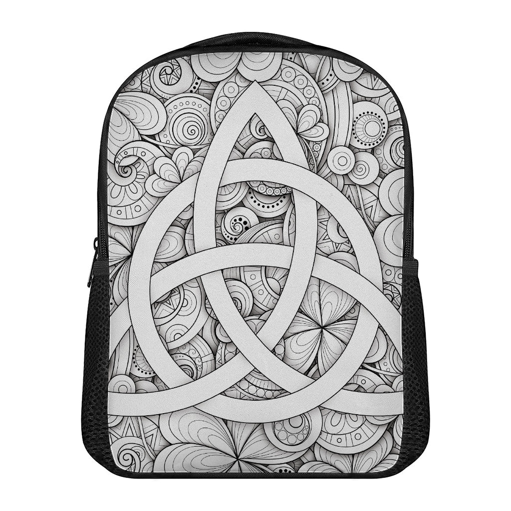 White Celtic Trinity Knot Symbol Print Casual Backpack
