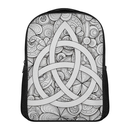 White Celtic Trinity Knot Symbol Print Casual Backpack