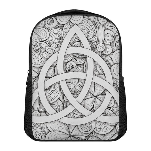 White Celtic Trinity Knot Symbol Print Casual Backpack