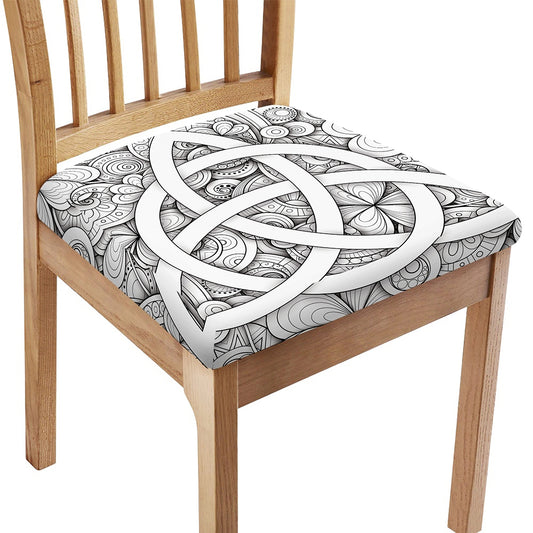 White Celtic Trinity Knot Symbol Print Chair Cushion Cover