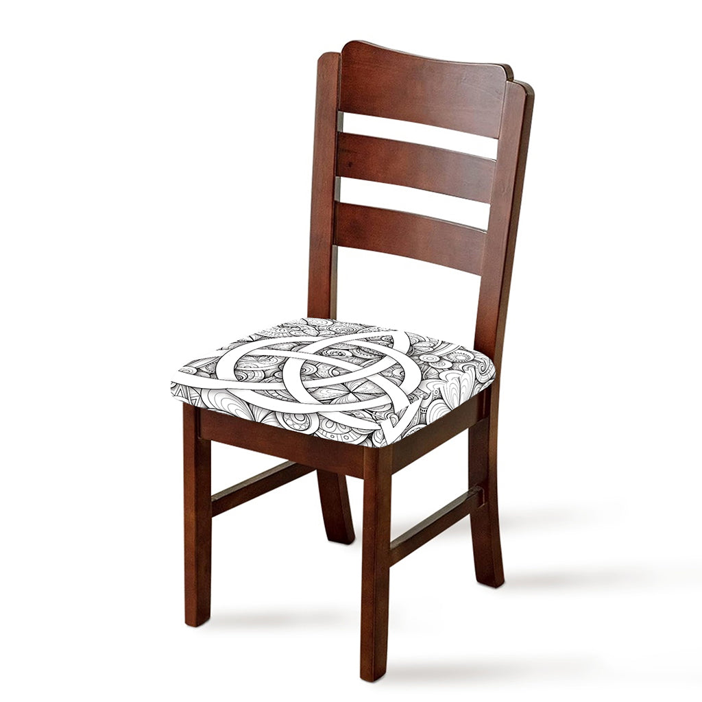 White Celtic Trinity Knot Symbol Print Chair Cushion Cover