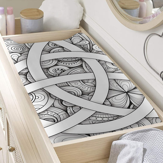 White Celtic Trinity Knot Symbol Print Changing Pad Cover