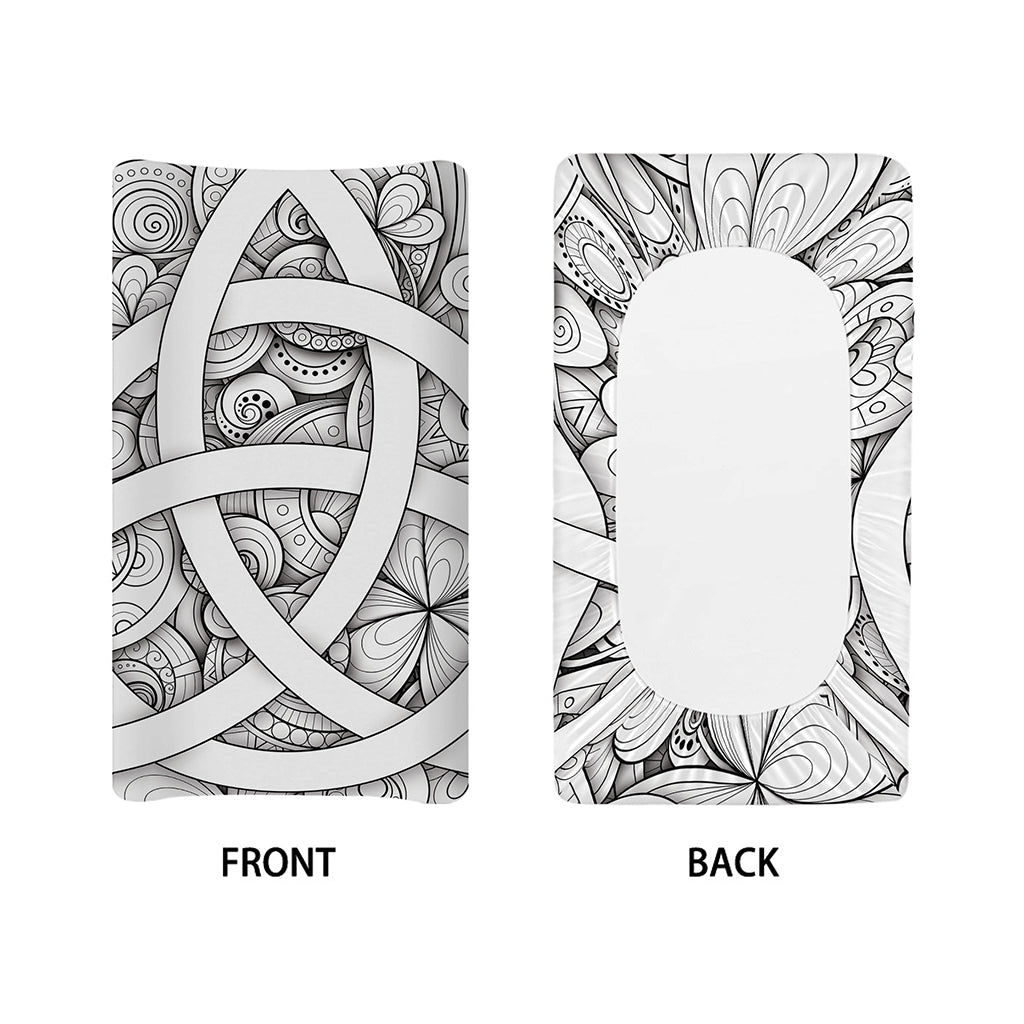 White Celtic Trinity Knot Symbol Print Changing Pad Cover