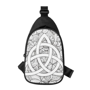 White Celtic Trinity Knot Symbol Print Chest Bag