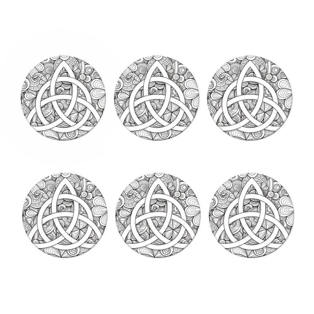 White Celtic Trinity Knot Symbol Print Coaster Set