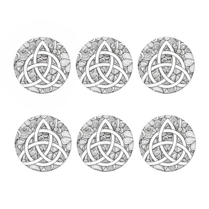 White Celtic Trinity Knot Symbol Print Coaster Set