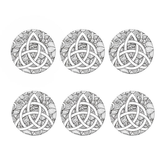 White Celtic Trinity Knot Symbol Print Coaster Set
