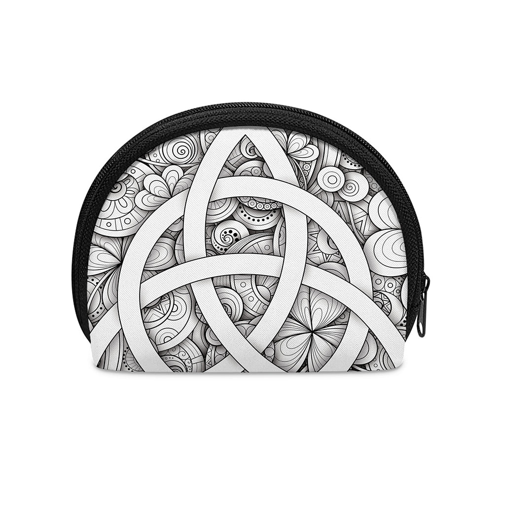 White Celtic Trinity Knot Symbol Print Coin Purse