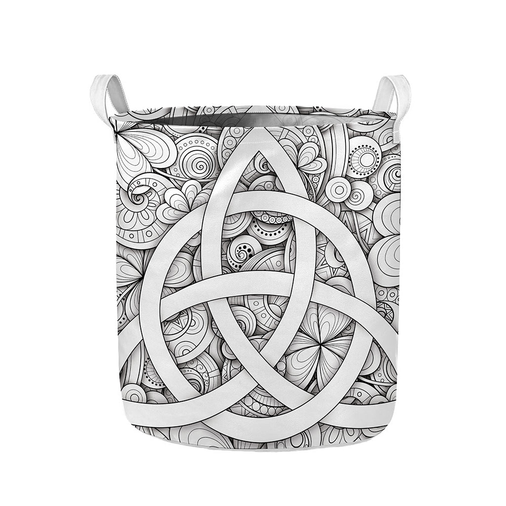 White Celtic Trinity Knot Symbol Print Collapsible Laundry Basket