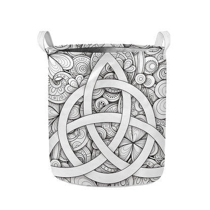 White Celtic Trinity Knot Symbol Print Collapsible Laundry Basket