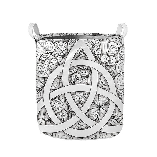 White Celtic Trinity Knot Symbol Print Collapsible Laundry Basket