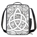 White Celtic Trinity Knot Symbol Print Crossbody Lunch Bag