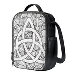 White Celtic Trinity Knot Symbol Print Crossbody Lunch Bag
