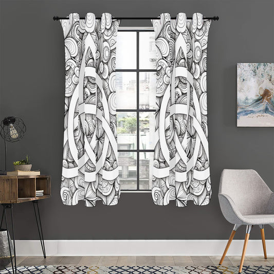 White Celtic Trinity Knot Symbol Print Curtain