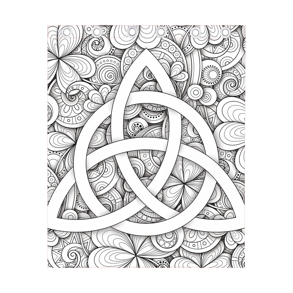 White Celtic Trinity Knot Symbol Print Curtain
