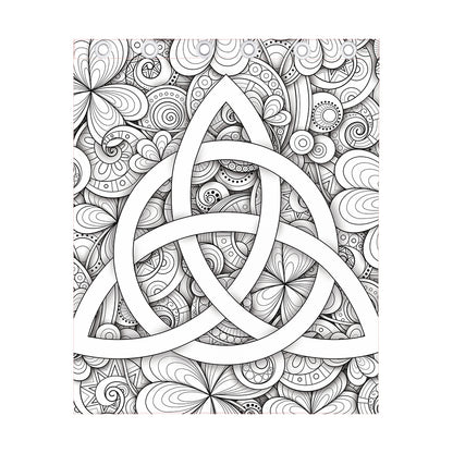 White Celtic Trinity Knot Symbol Print Curtain